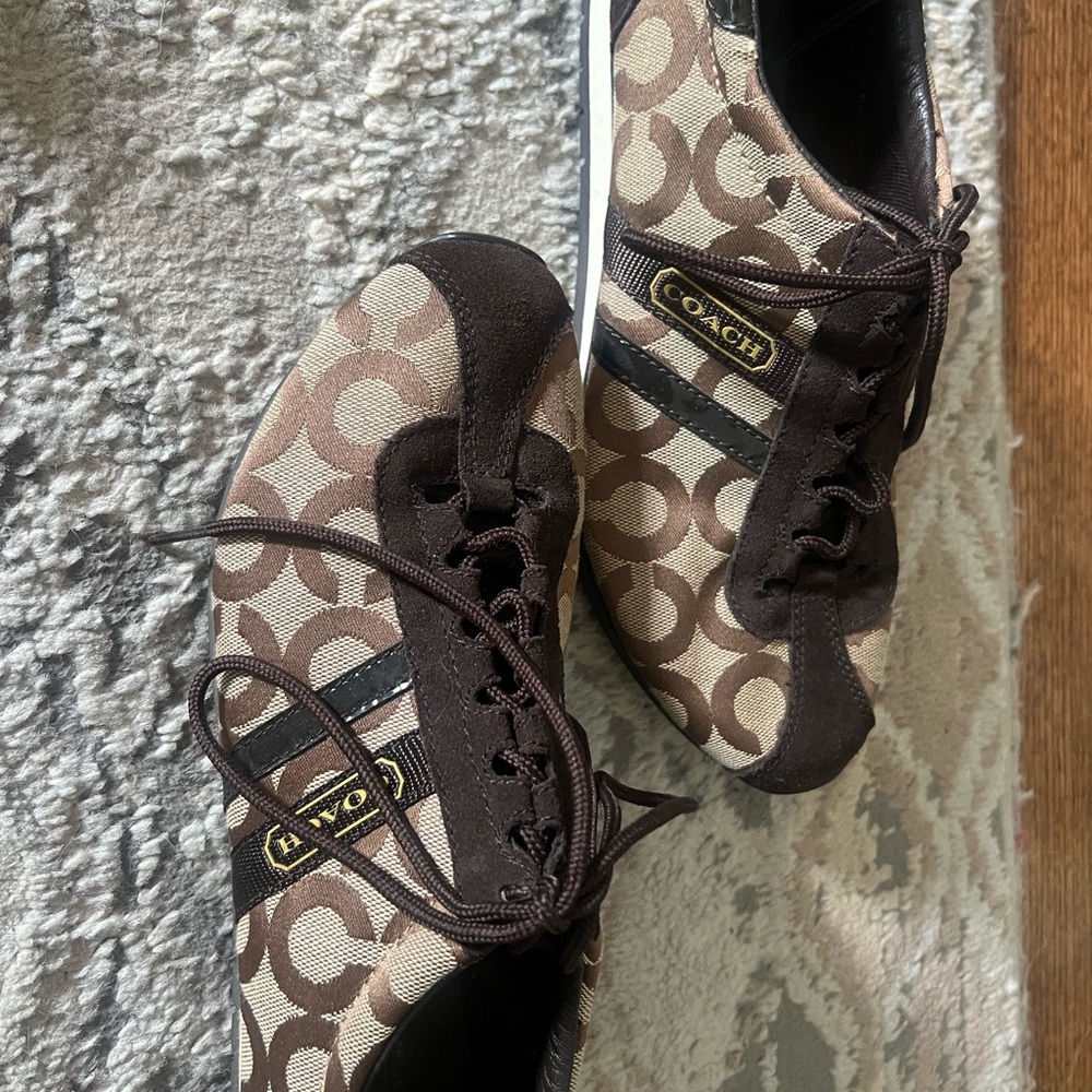 Coach Brown and Black Monogram Sneakers
